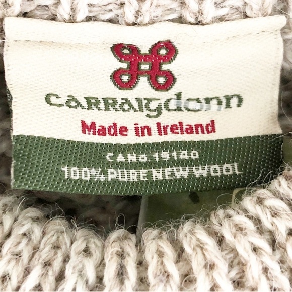 Carraigdonn tan Cable knit wool crew, neck pull over sweater - Picture 4 of 9